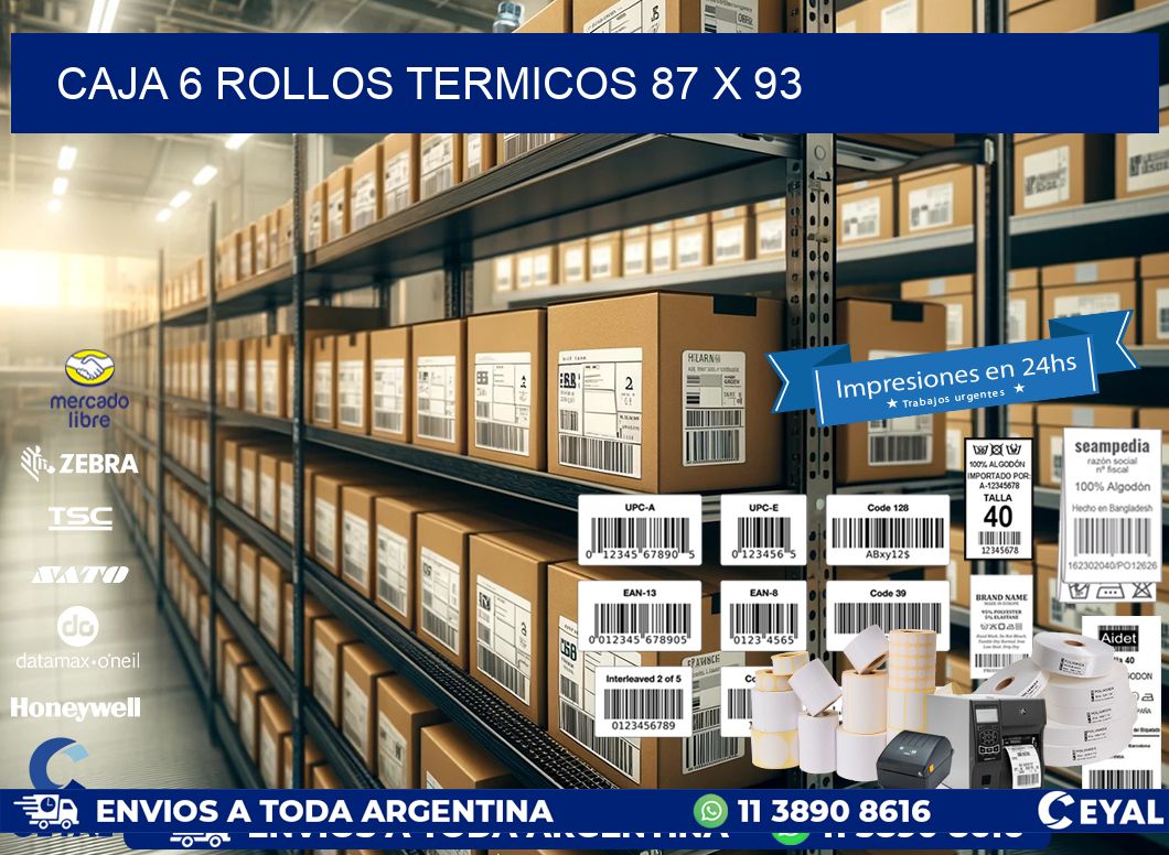 CAJA 6 ROLLOS TERMICOS 87 x 93