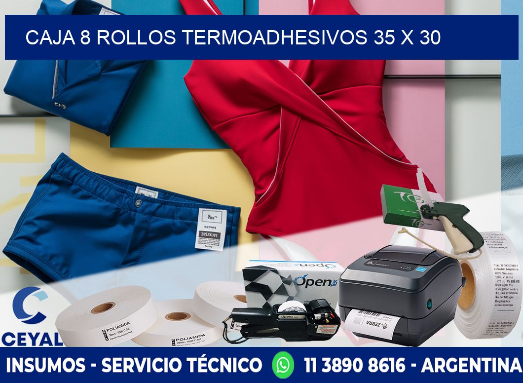 CAJA 8 ROLLOS TERMOADHESIVOS 35 x 30