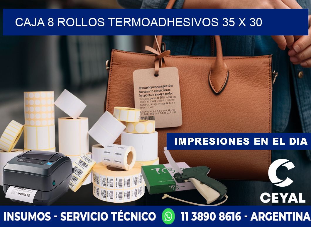 CAJA 8 ROLLOS TERMOADHESIVOS 35 x 30