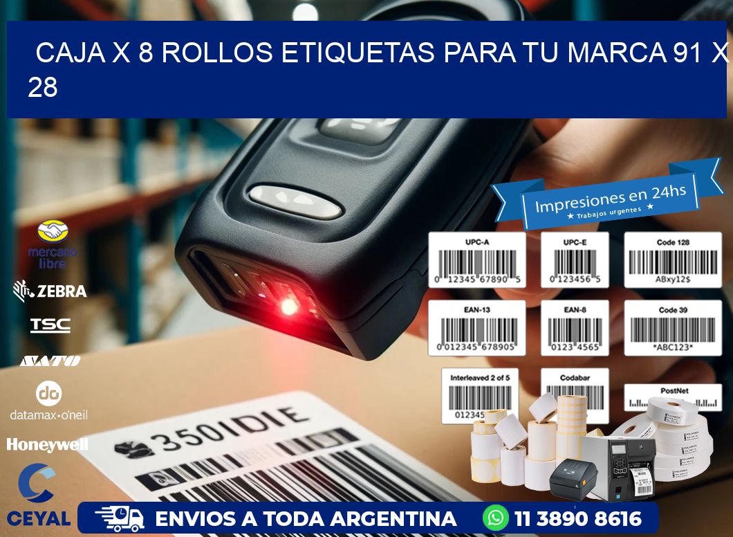 Caja X 8 Rollos Etiquetas para tu marca 91 x 28