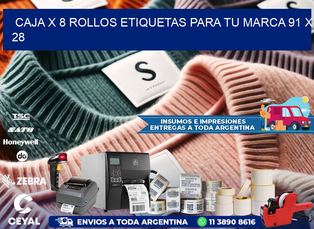 Caja X 8 Rollos Etiquetas para tu marca 91 x 28