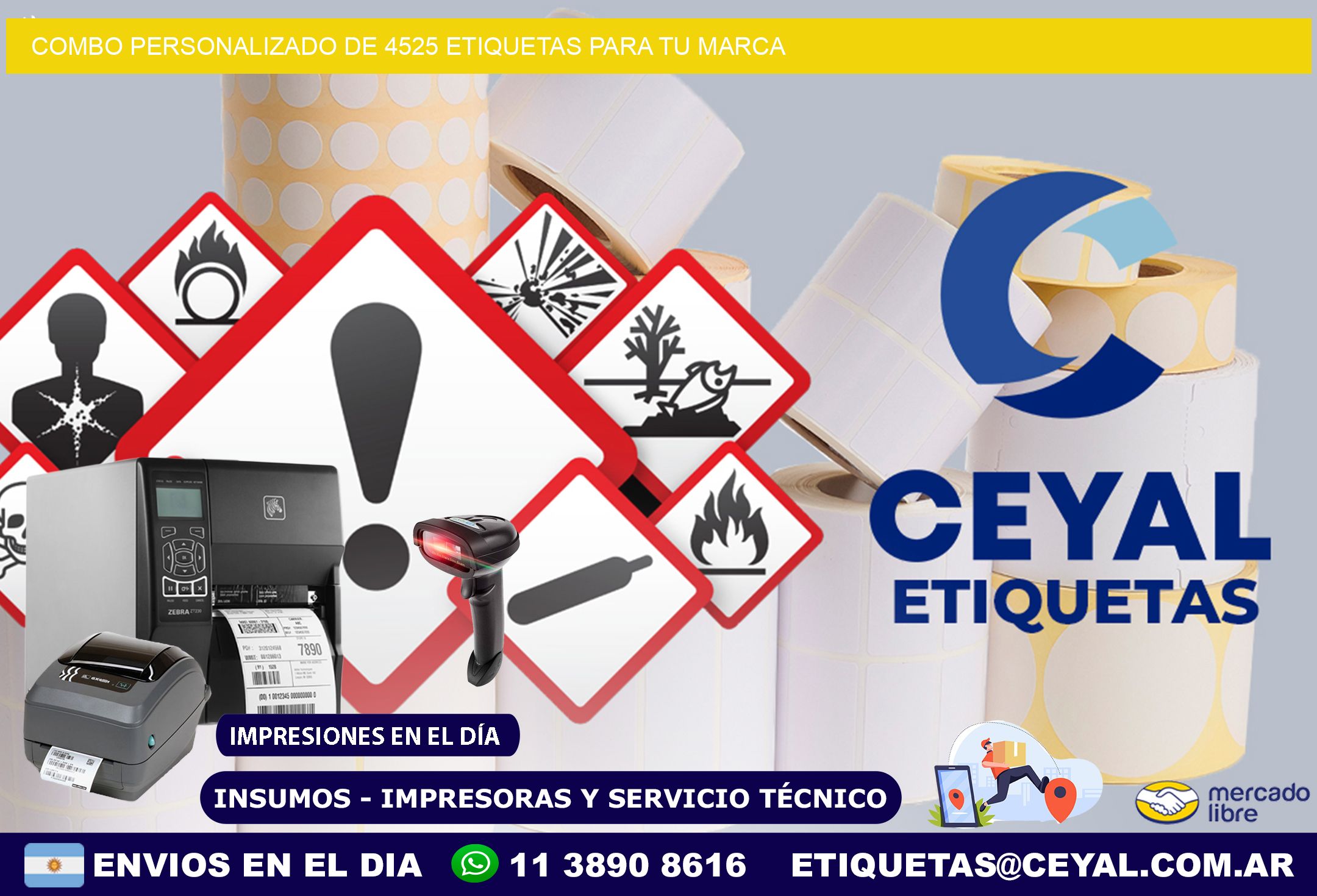 Combo personalizado de 4525 etiquetas para tu marca
