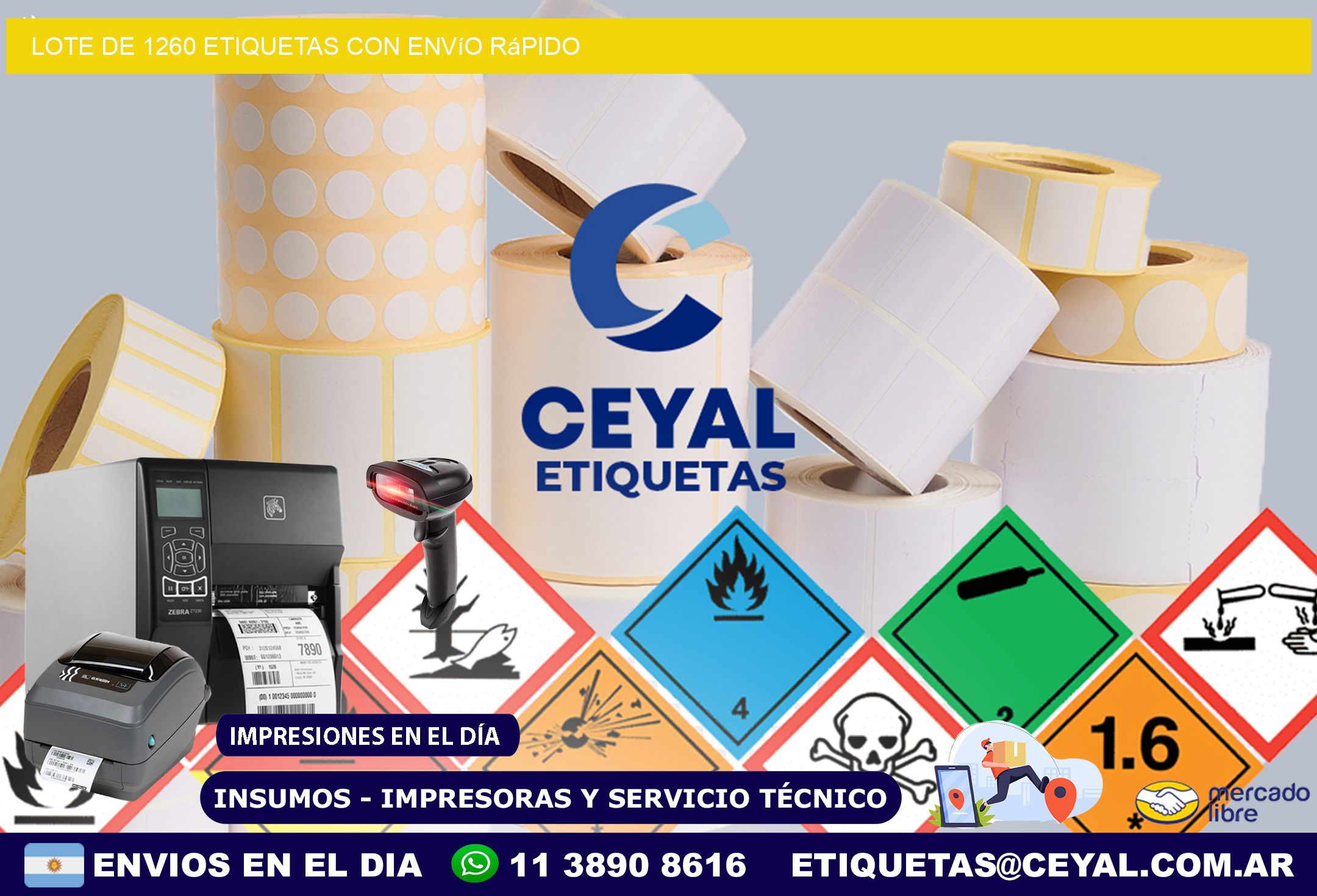 Lote de 1260 etiquetas con envío rápido