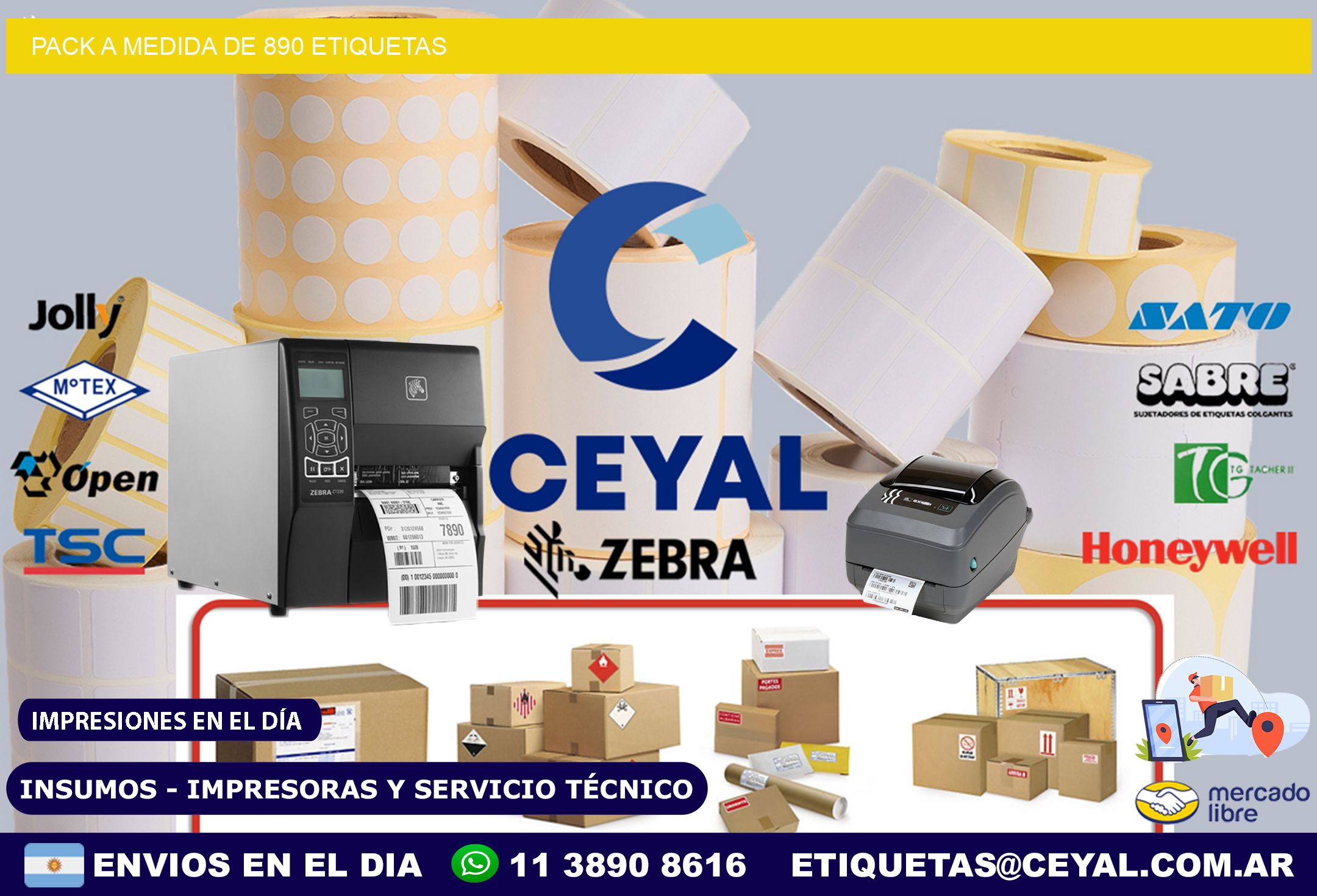Pack a medida de 890 etiquetas