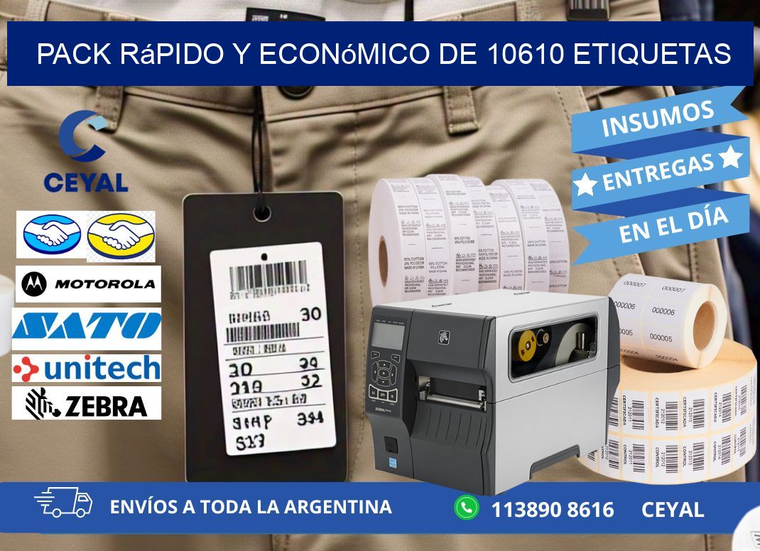 Pack rápido y económico de 10610 etiquetas
