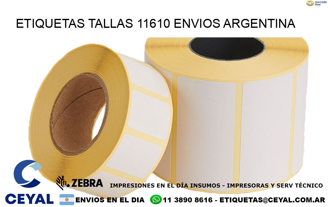 etiquetas tallas 11610 ENVIOS ARGENTINA