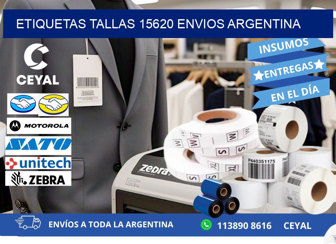 etiquetas tallas 15620 ENVIOS ARGENTINA