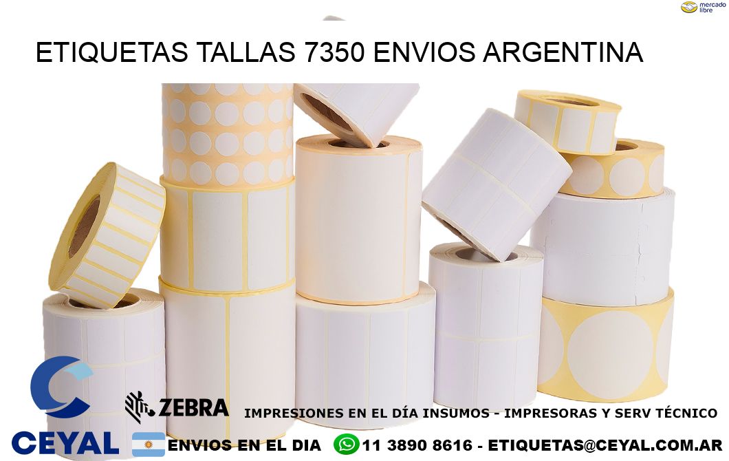 etiquetas tallas 7350 ENVIOS ARGENTINA