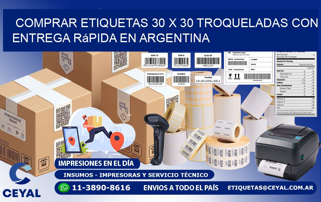 Comprar etiquetas 30 x 30 troqueladas con entrega rápida en Argentina