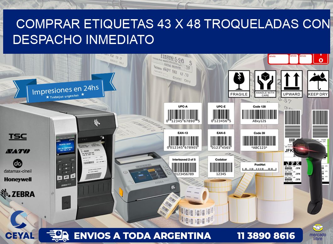 Comprar etiquetas 43 x 48 troqueladas con despacho inmediato