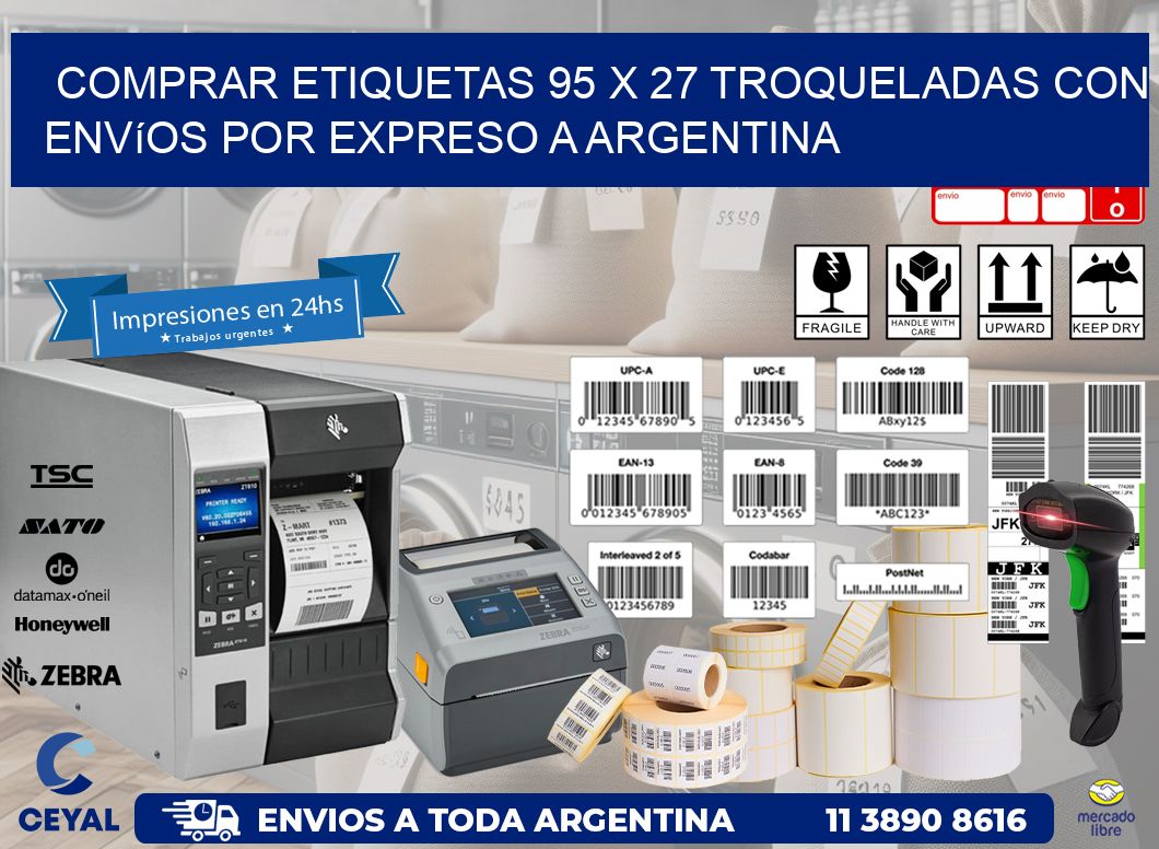 Comprar etiquetas 95 x 27 troqueladas con envíos por expreso a Argentina