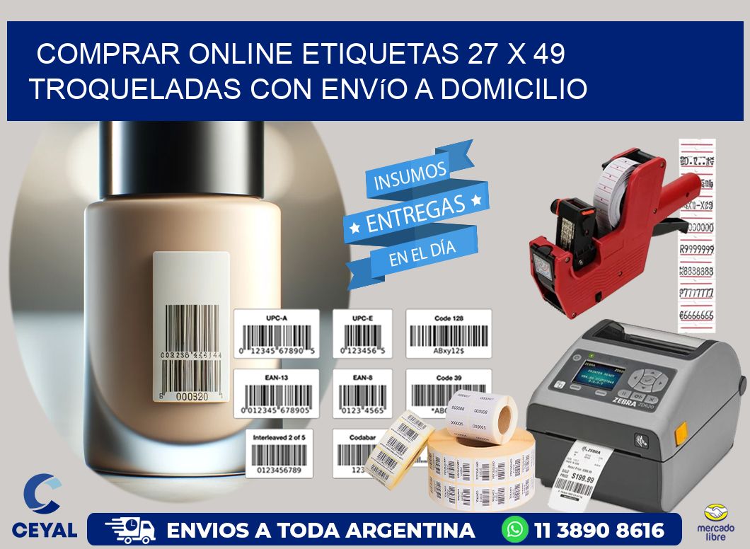 Comprar online etiquetas 27 x 49 troqueladas con envío a domicilio