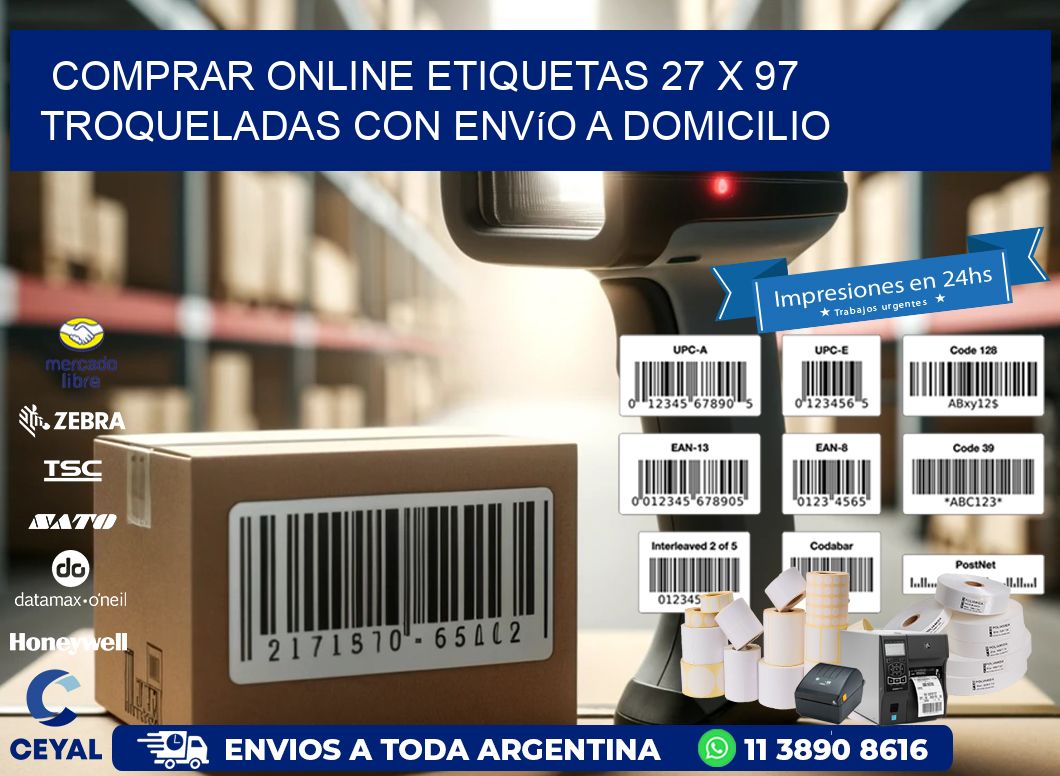 Comprar online etiquetas 27 x 97 troqueladas con envío a domicilio