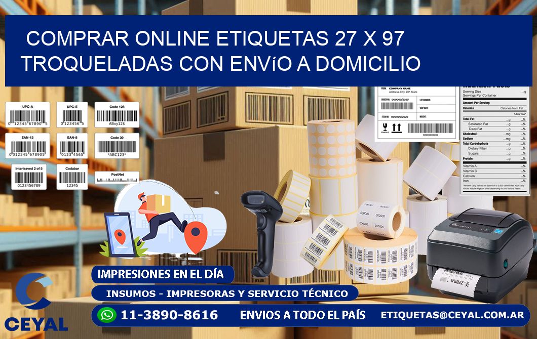Comprar online etiquetas 27 x 97 troqueladas con envío a domicilio