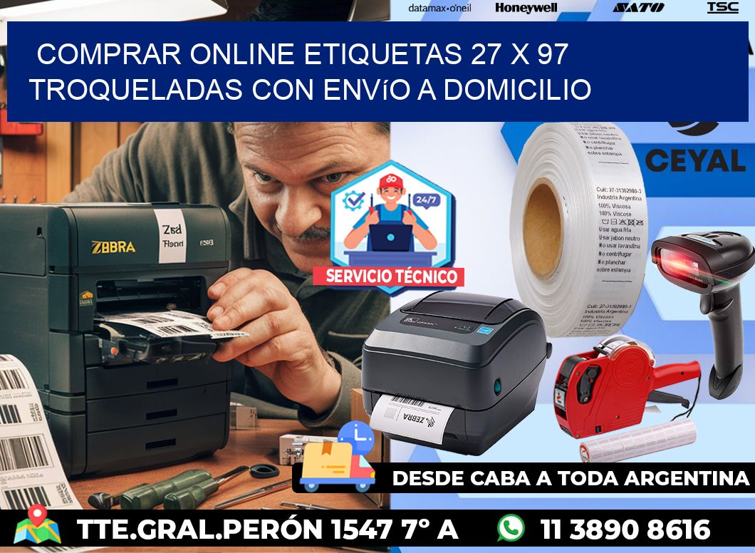 Comprar online etiquetas 27 x 97 troqueladas con envío a domicilio