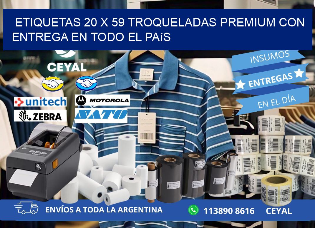 Etiquetas 20 x 59 troqueladas premium con entrega en todo el país