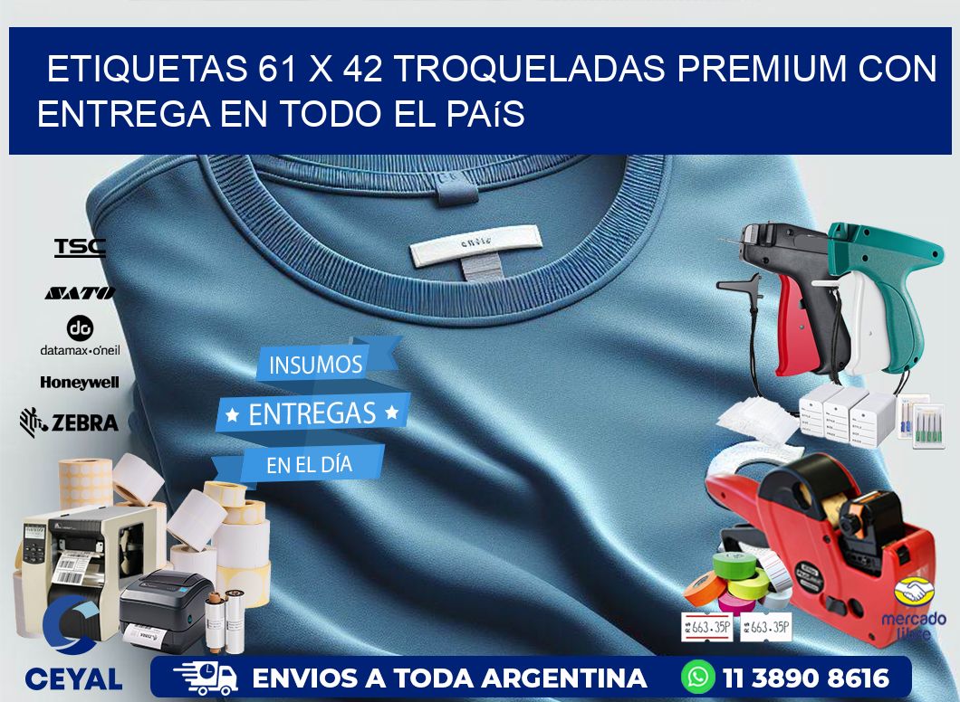 Etiquetas 61 x 42 troqueladas premium con entrega en todo el país