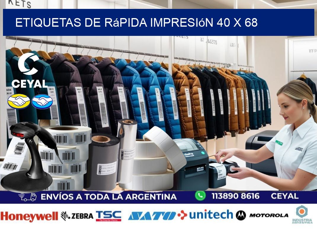 Etiquetas de rápida impresión 40 x 68