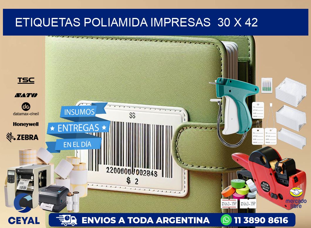 Etiquetas poliamida impresas  30 x 42