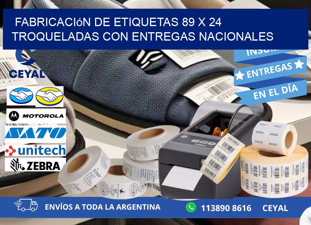 Fabricación de etiquetas 89 x 24 troqueladas con entregas nacionales