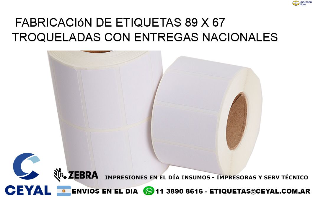 Fabricación de etiquetas 89 x 67 troqueladas con entregas nacionales