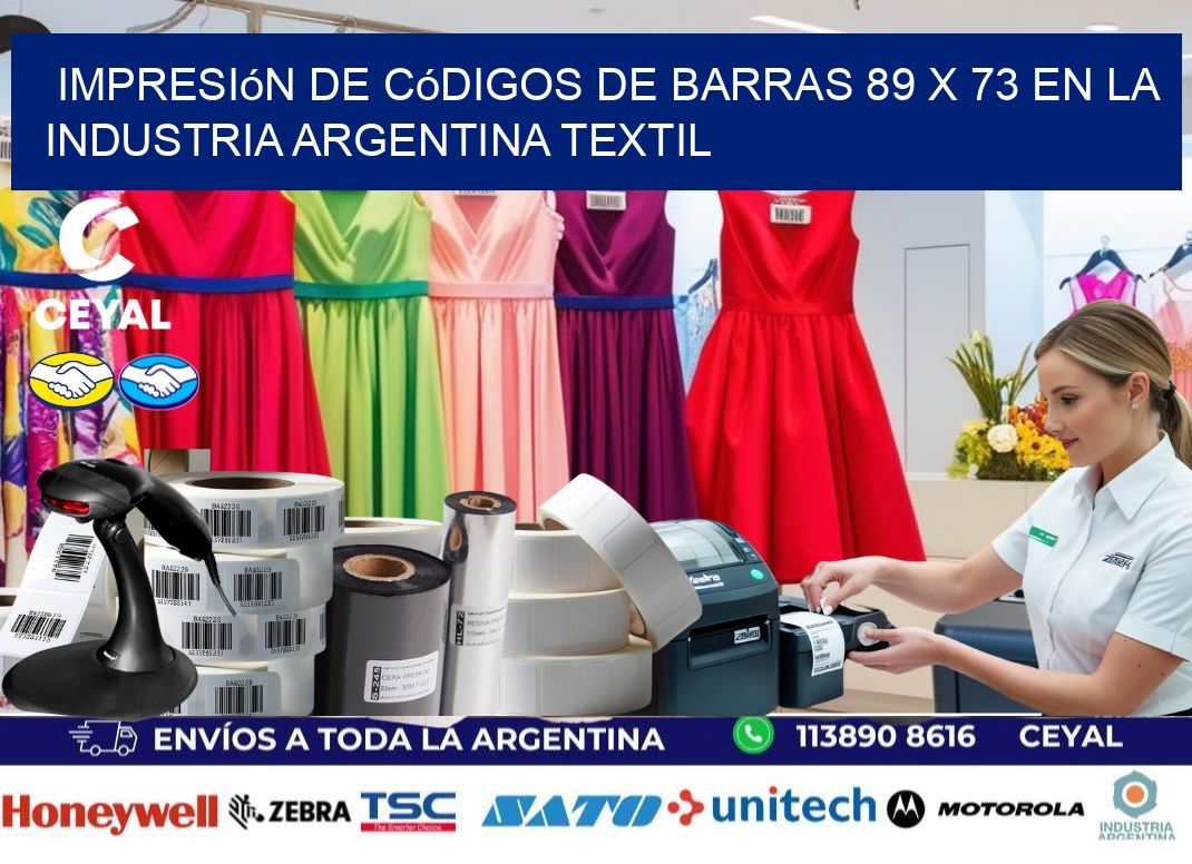 Impresión de Códigos de Barras 89 x 73 en la Industria argentina textil