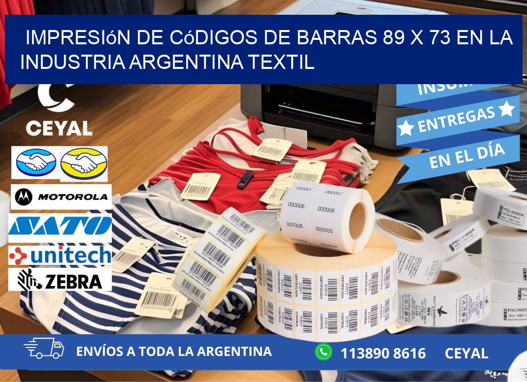 Impresión de Códigos de Barras 89 x 73 en la Industria argentina textil
