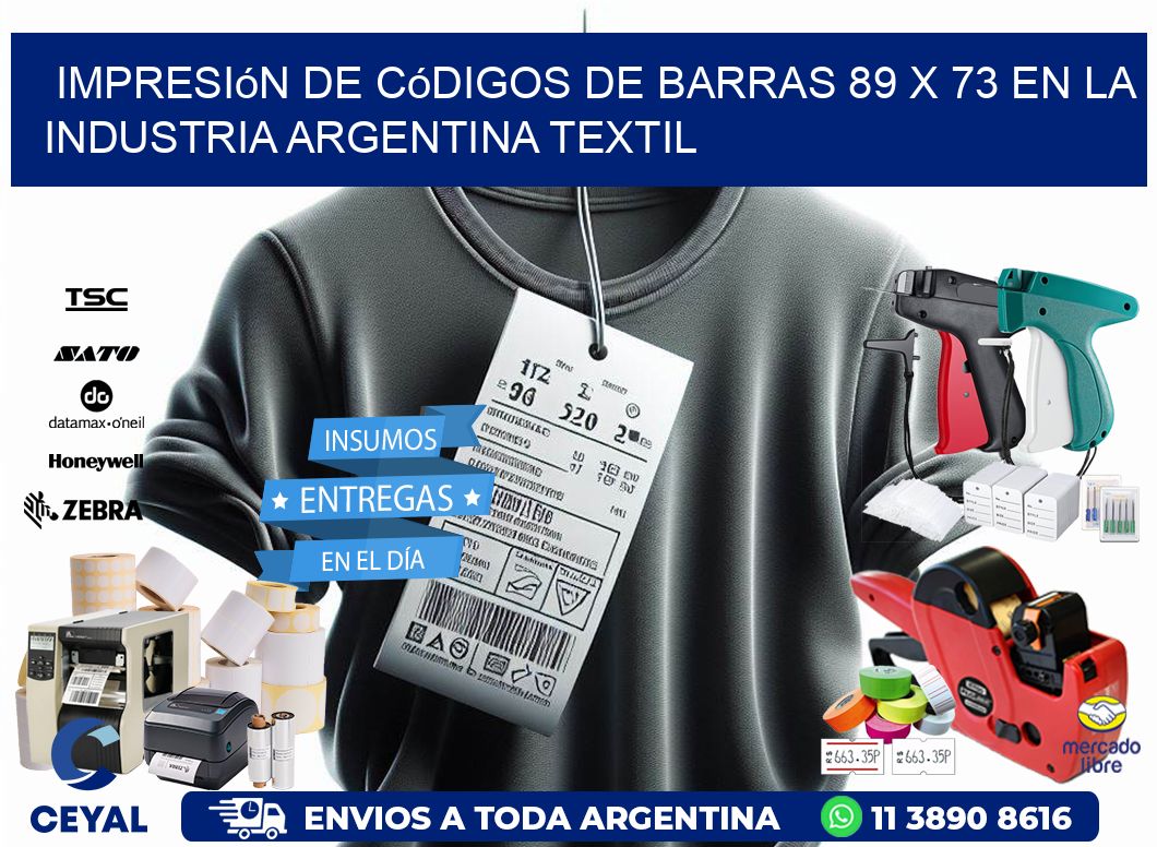 Impresión de Códigos de Barras 89 x 73 en la Industria argentina textil