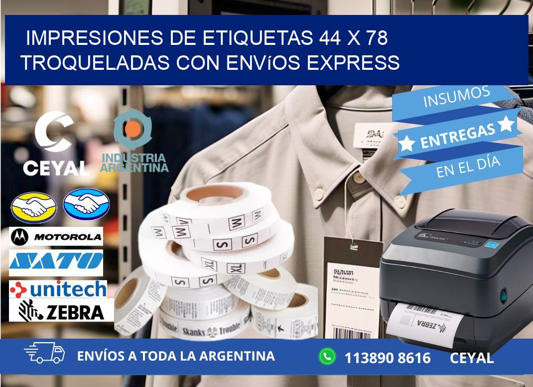 Impresiones de etiquetas 44 x 78 troqueladas con envíos express