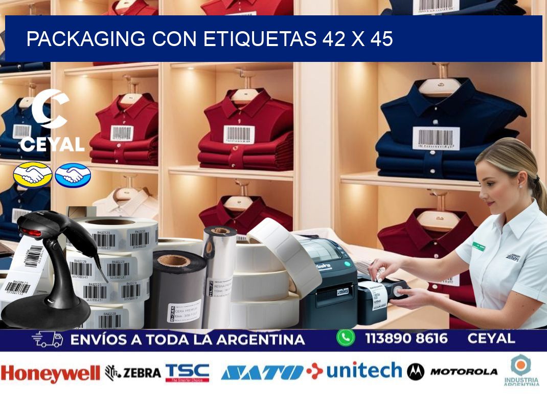 Packaging con etiquetas 42 x 45