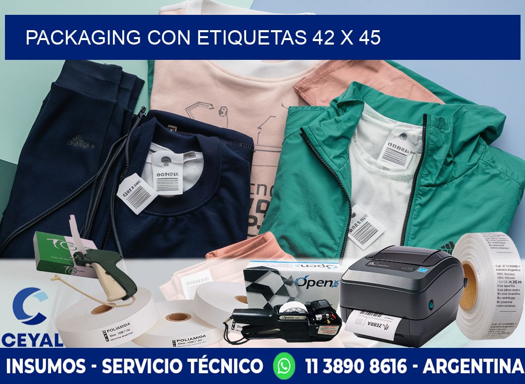 Packaging con etiquetas 42 x 45