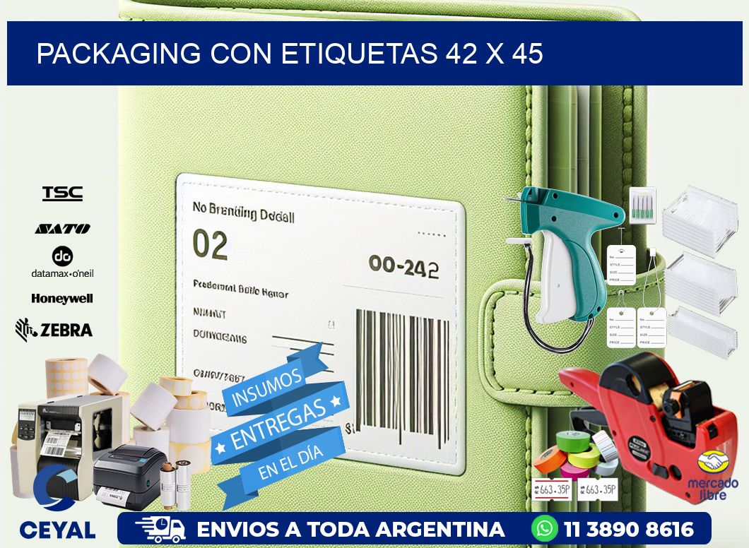 Packaging con etiquetas 42 x 45