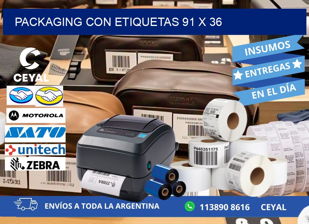 Packaging con etiquetas 91 x 36