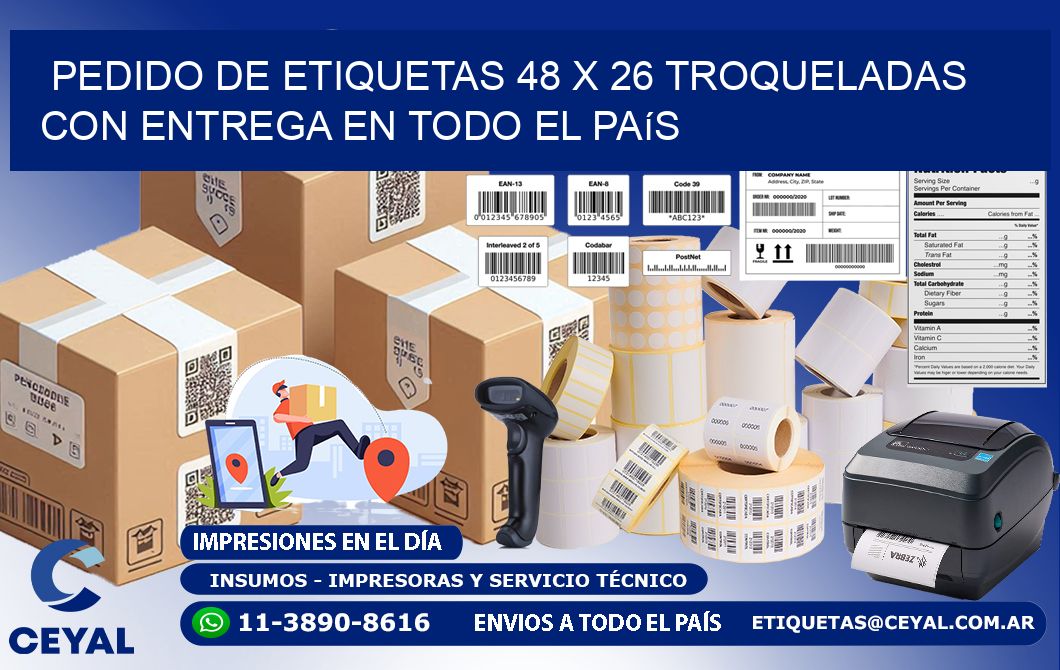 Pedido de etiquetas 48 x 26 troqueladas con entrega en todo el país