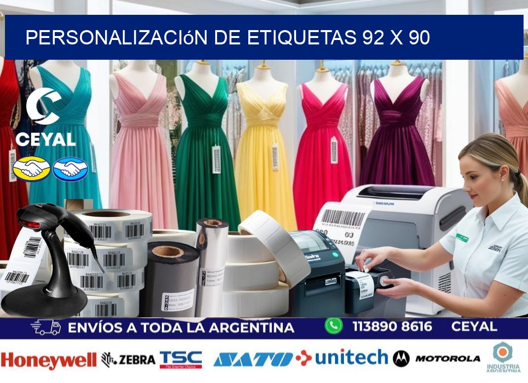Personalización de etiquetas 92 x 90
