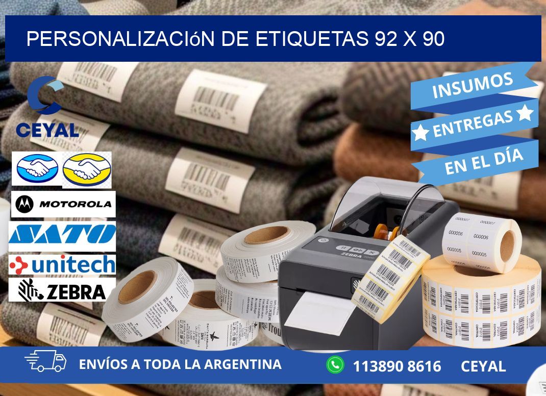 Personalización de etiquetas 92 x 90