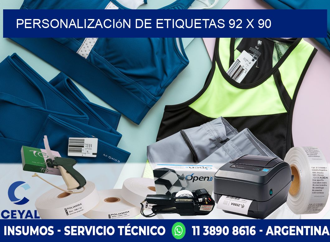 Personalización de etiquetas 92 x 90