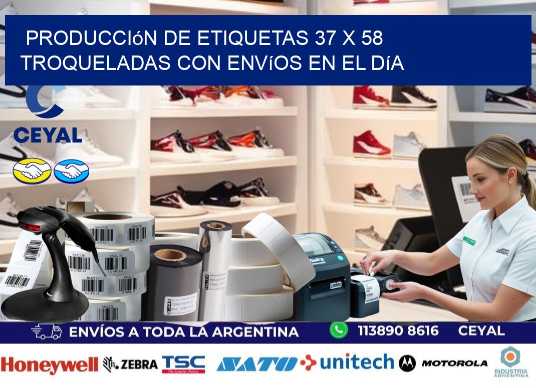 Producción de etiquetas 37 x 58 troqueladas con envíos en el día