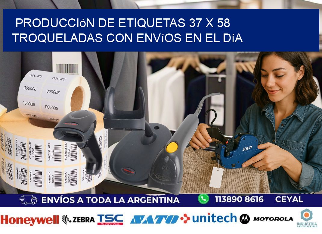 Producción de etiquetas 37 x 58 troqueladas con envíos en el día