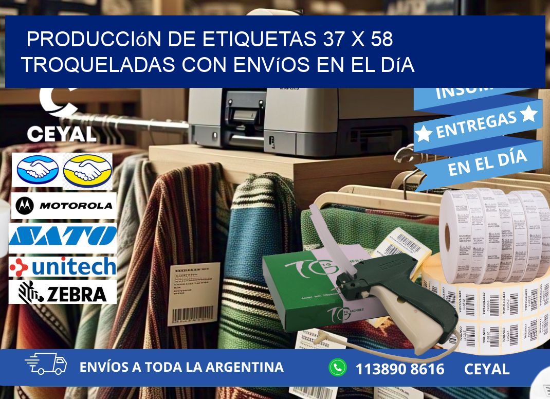 Producción de etiquetas 37 x 58 troqueladas con envíos en el día