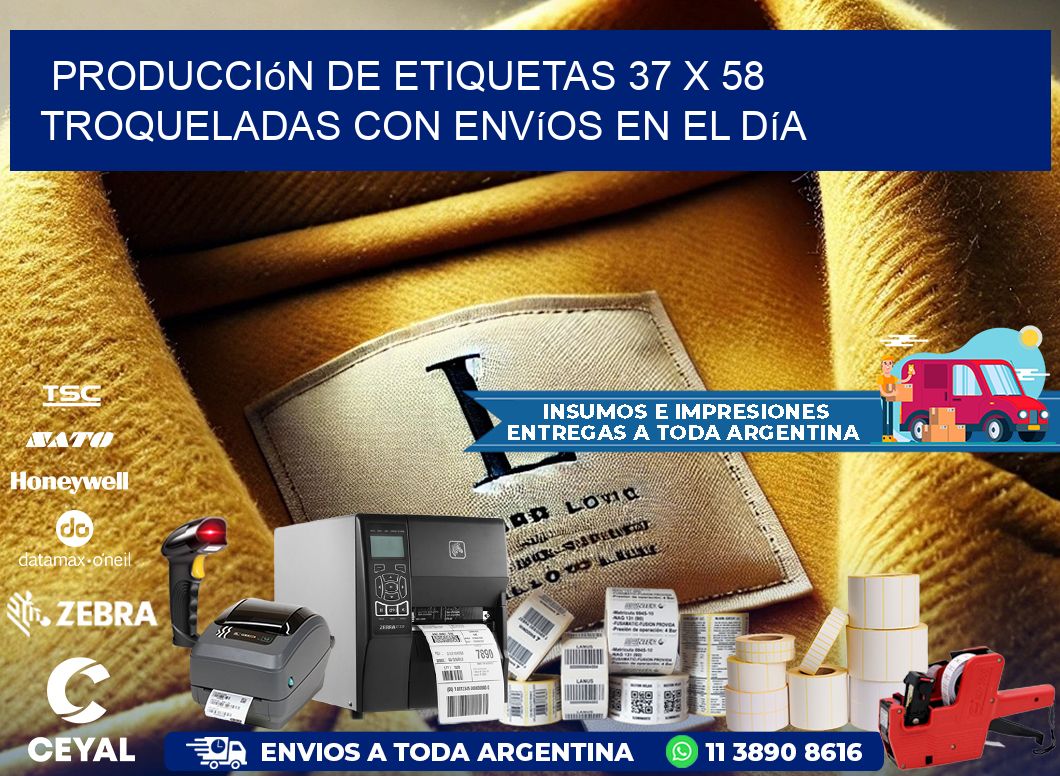 Producción de etiquetas 37 x 58 troqueladas con envíos en el día