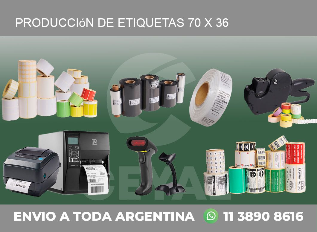 Producción de etiquetas 70 x 36