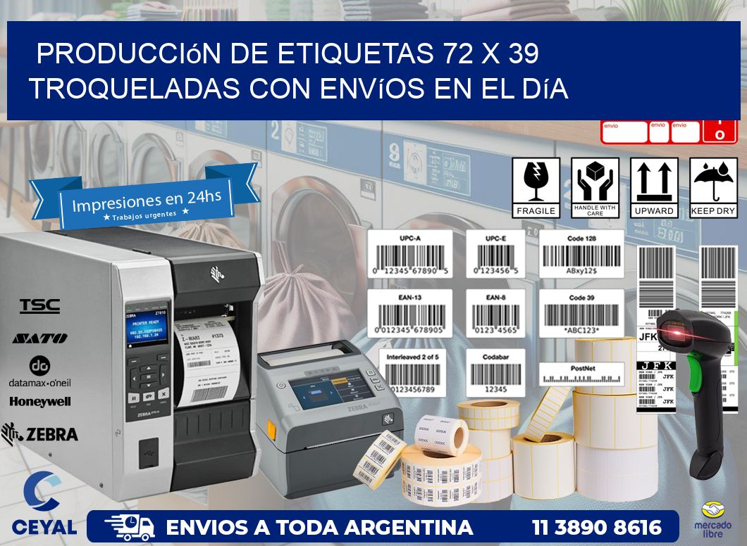 Producción de etiquetas 72 x 39 troqueladas con envíos en el día