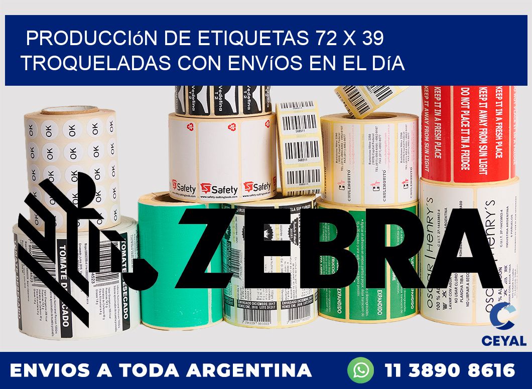 Producción de etiquetas 72 x 39 troqueladas con envíos en el día