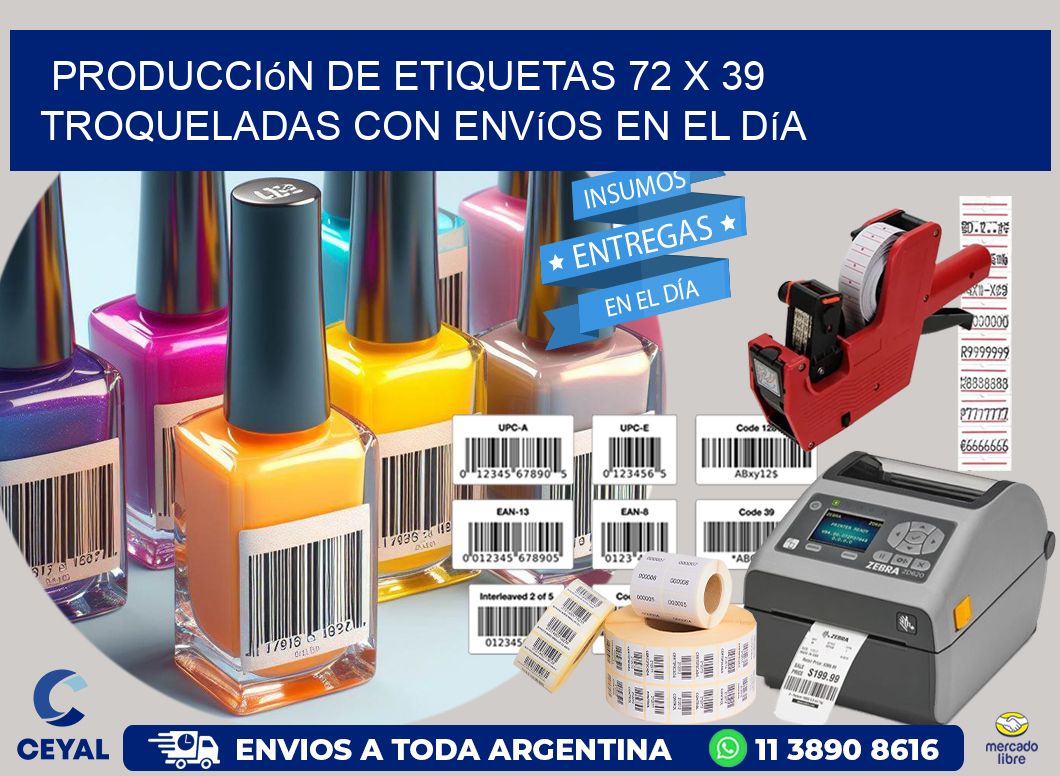 Producción de etiquetas 72 x 39 troqueladas con envíos en el día