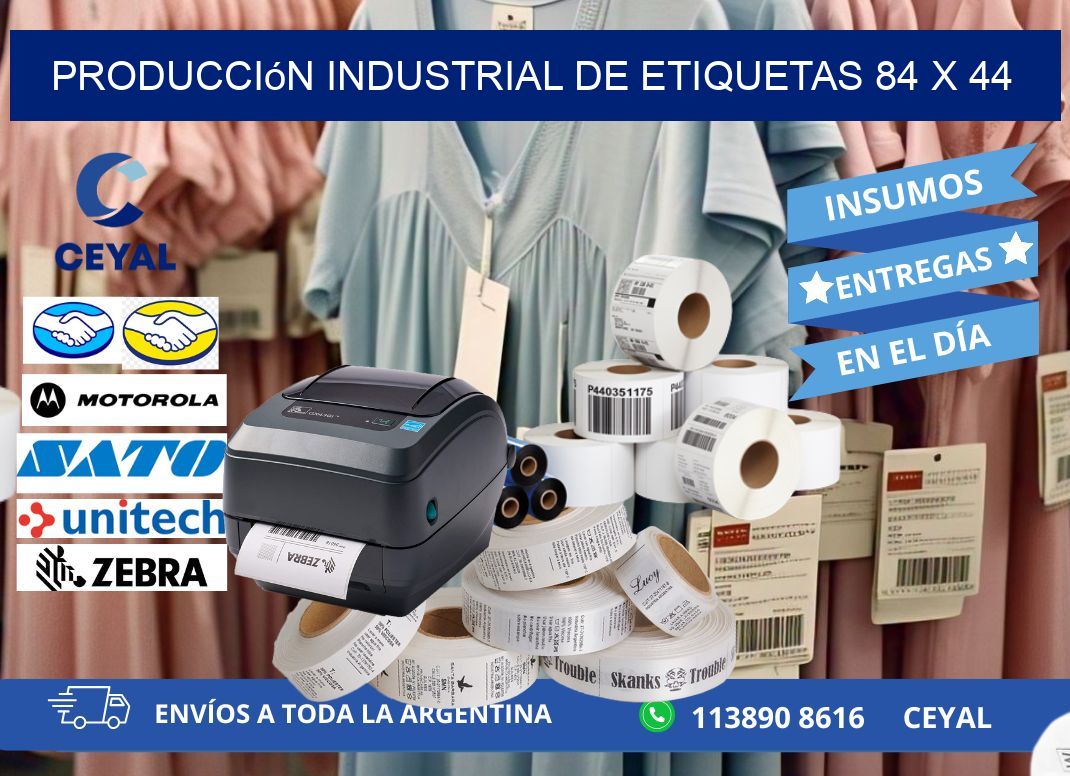 Producción industrial de etiquetas 84 x 44