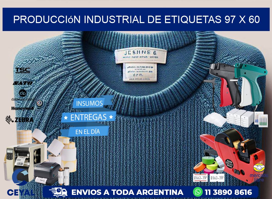 Producción industrial de etiquetas 97 x 60