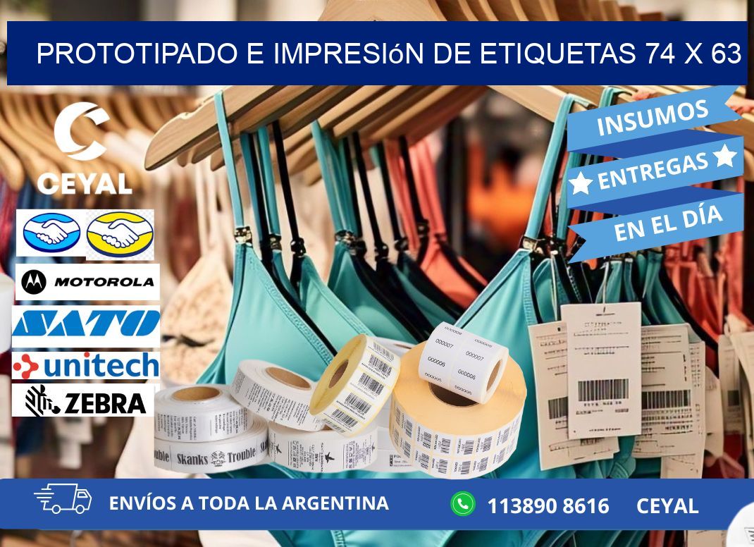 Prototipado e impresión de etiquetas 74 x 63