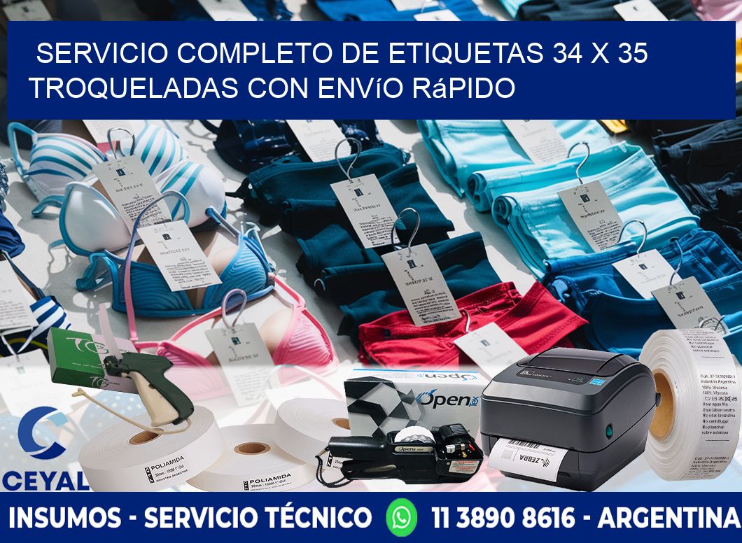 Servicio completo de etiquetas 34 x 35 troqueladas con envío rápido