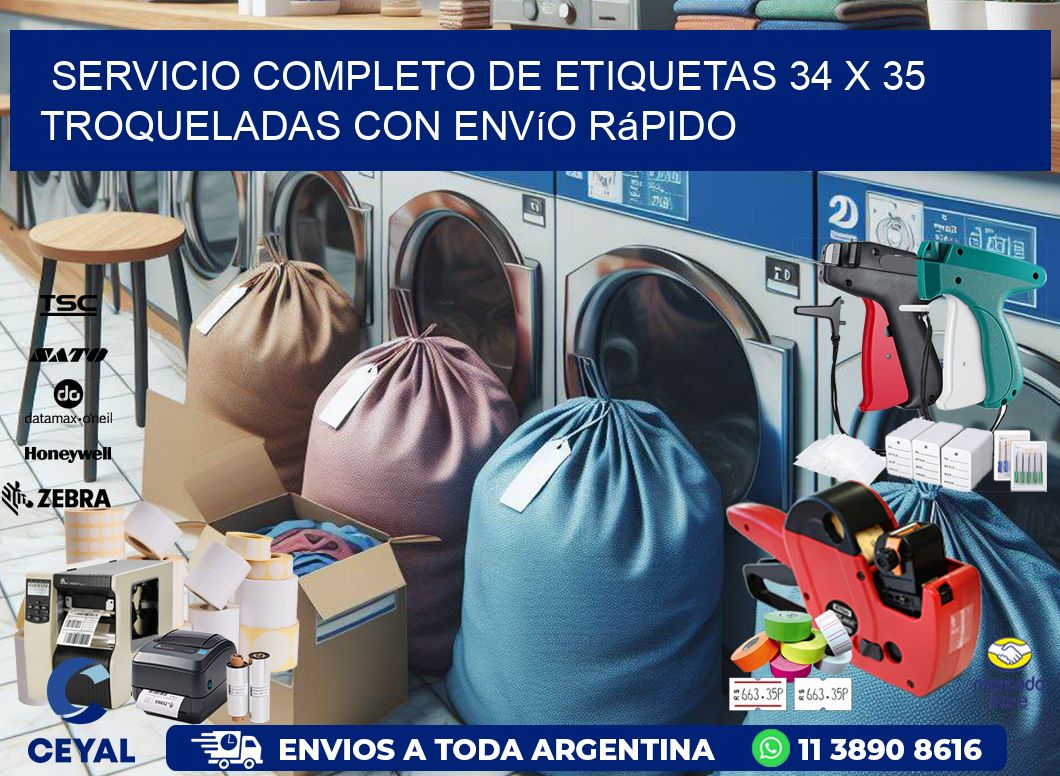 Servicio completo de etiquetas 34 x 35 troqueladas con envío rápido